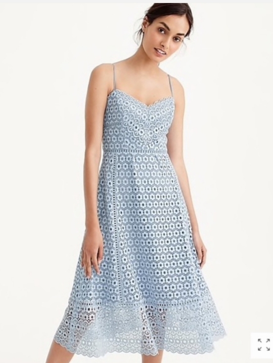 J. Crew Dresses & Skirts - J. Crew Women's Light Blue Lace Midi Dress with Spaghetti Straps, Size 4